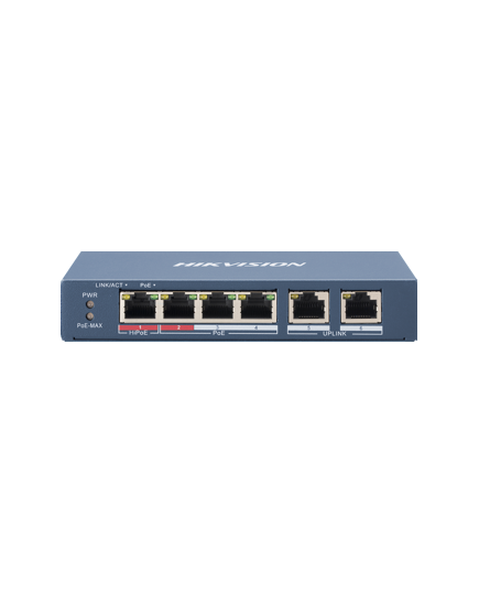 Hikvision DS-3E0106HP-E 4 Port PoE+ Switch (Dual Gb Uplink & 1 Port Hi POE)